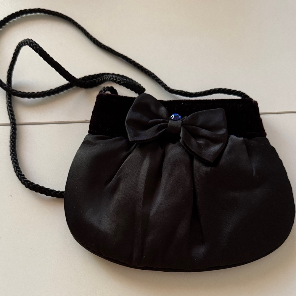 Charming Charlie Black Satin Bow Mini Bag